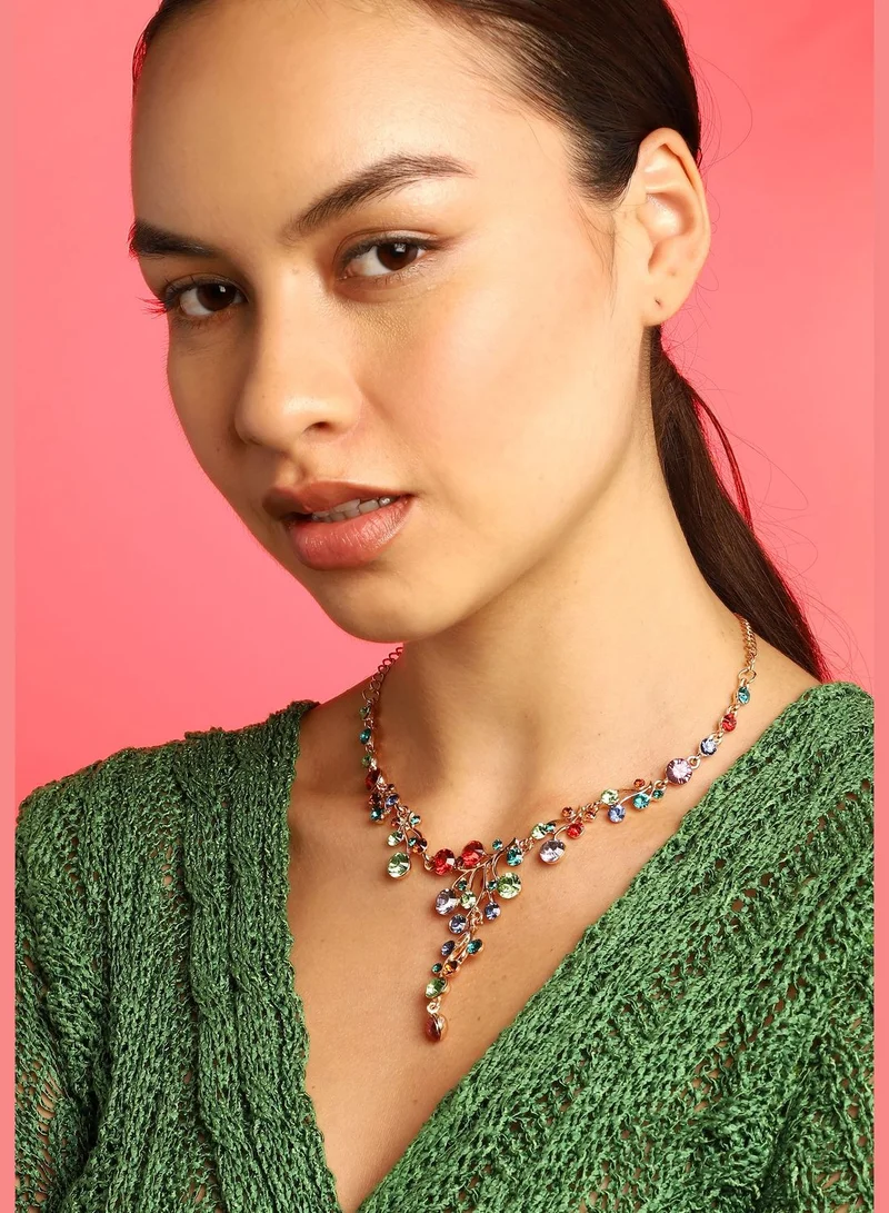 SOHI Gold Plated Designer Stone Necklace