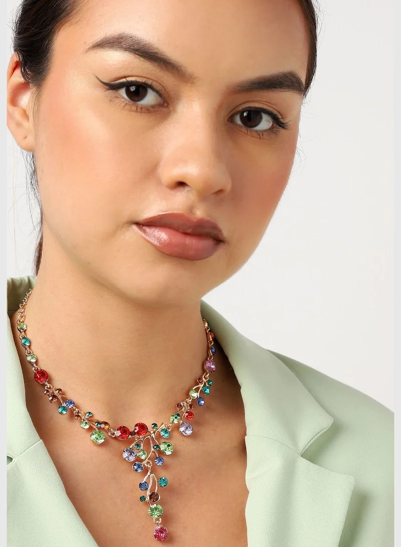 SOHI Gold Plated Designer Stone Necklace