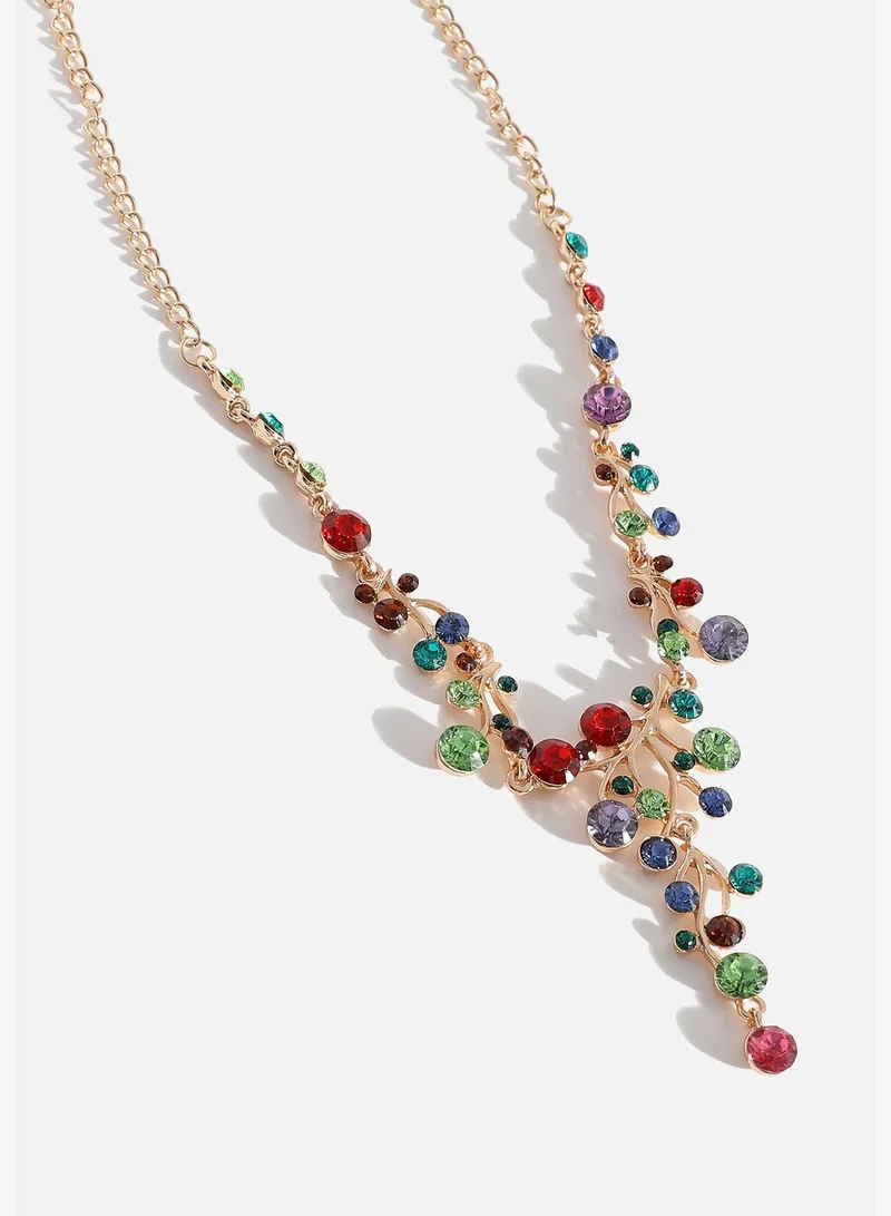 SOHI Gold Plated Designer Stone Necklace