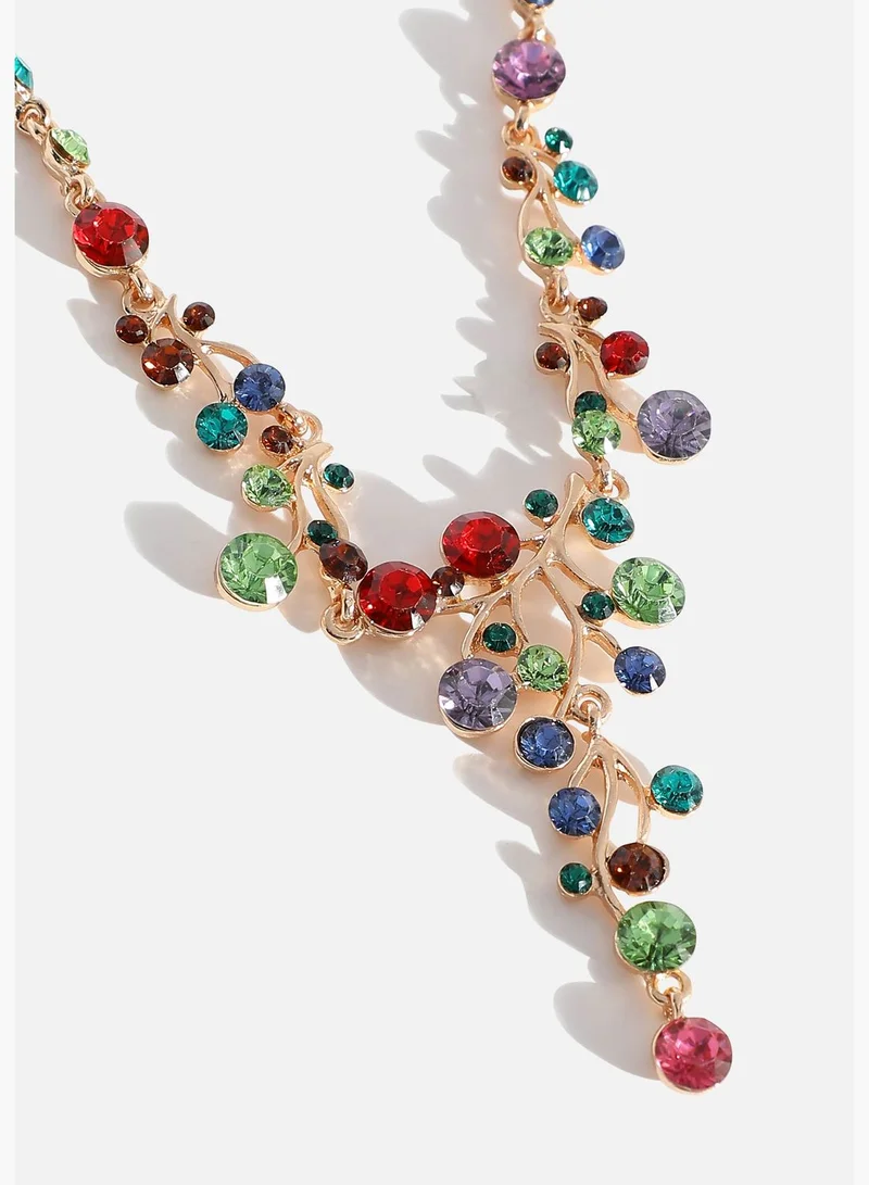 SOHI Gold Plated Designer Stone Necklace