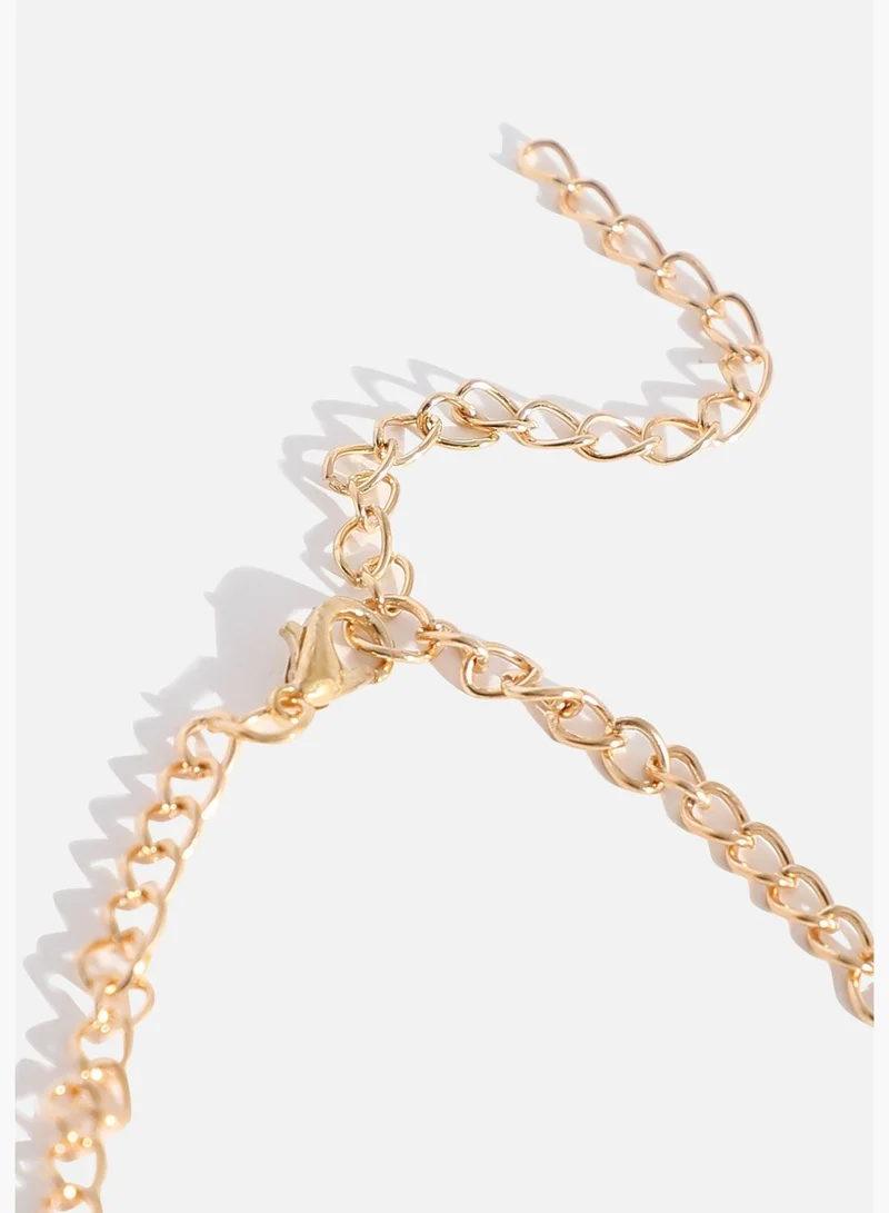 SOHI Gold Plated Designer Stone Necklace