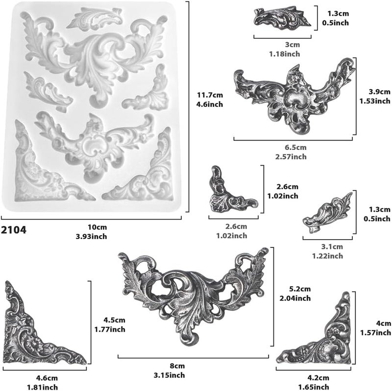 FUNSHOWCASE Angel Tag Frame Corner Scrollwork Fondant Silicone Mold for Cake Decoration, Polymer Clay Crafting Projects 4-Count - Image 4