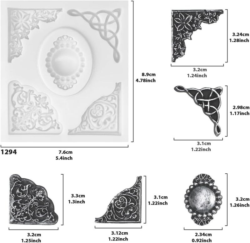 FUNSHOWCASE Angel Tag Frame Corner Scrollwork Fondant Silicone Mold for Cake Decoration, Polymer Clay Crafting Projects 4-Count - Image 3