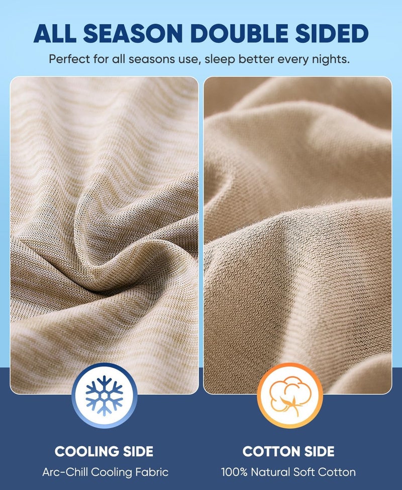 LUXEAR Cooling Pillowcases Queen Size, 2 Pack Cooling Pillow Cover with Japanese Q-Max 0.45 Arc-Chill Cooling Fiber, Breathable, Soft, Eco-Friendly, Hidden Zipper Design - (20x30 in)-Beige - Image 5