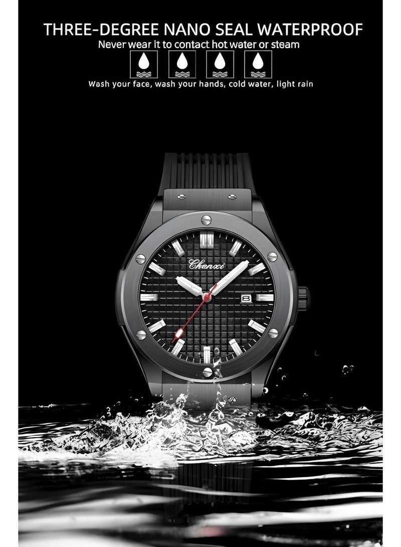 Chenxi Men’s Quartz Wrist Watch with Luxury Modern Design, Water Resistant, Scratch-Resistant Glass, Silicone Strap with Elegant Box - Image 5