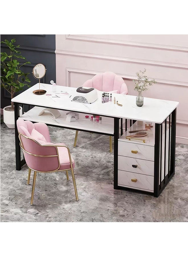 JCB CHIC New Creative Nail Table for Nail Salons , Multifunctional Manicure Table with Storage and Open Shelves for Home,Workshop,Makeup Beauty Salon Workstation(100×40×76CM） - Image 1