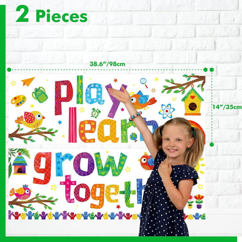 Gethelud Classroom Banner Poster, 2 PCS Colorful Bulletin Board Decoration Motivational Posters for School & Classroom Kindergarten Preschool Primary Middle High School-Grow Together (Poster Tube Package) - Image 2