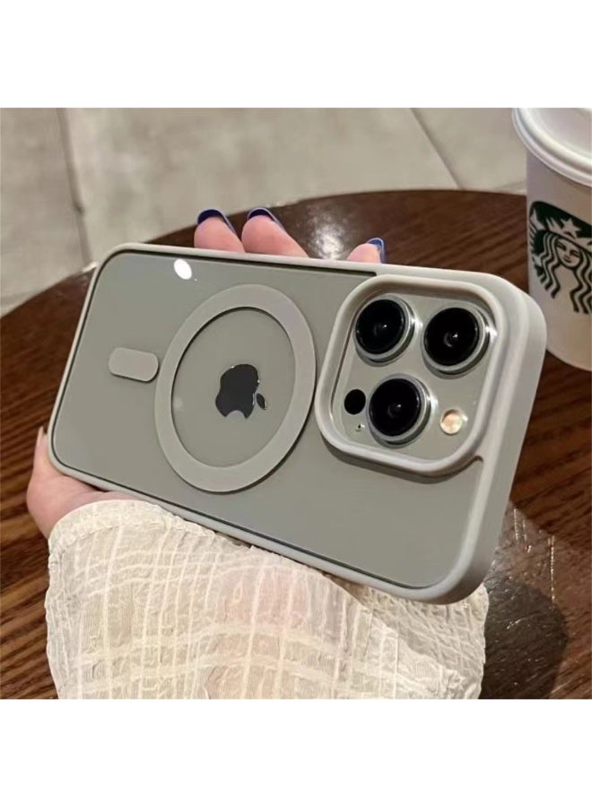 NIBEMINENT Macaron Protection Case With Magsafe For iPhone 15 Pro, Titanium Gray