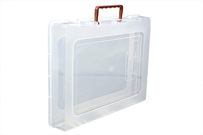 LOSOFY Multipurpose Plastic Rectangular Storage Boxes with Locks and Handle Matte Finish for Saree Laptop Books Flour Transparent 17 x 14 inch Set of 4 - Image 2