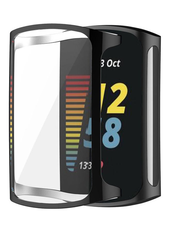 NIBEMINENT 3-Piece TPU Full Cover Case For Fitbit Charge 5 Clear/Black/Silver - Image 2