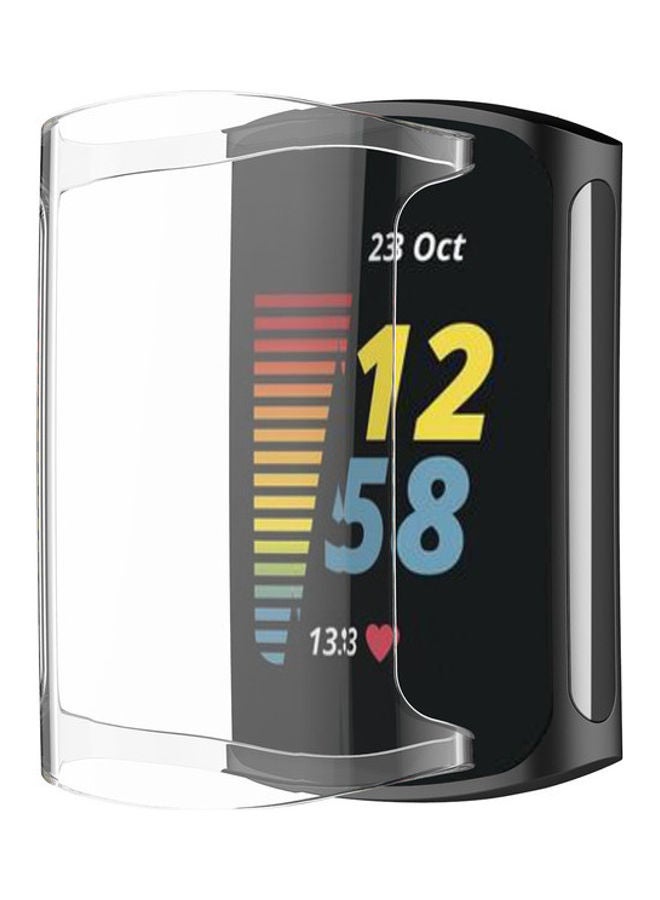 NIBEMINENT 3-Piece TPU Full Cover Case For Fitbit Charge 5 Clear/Black/Silver - Image 3