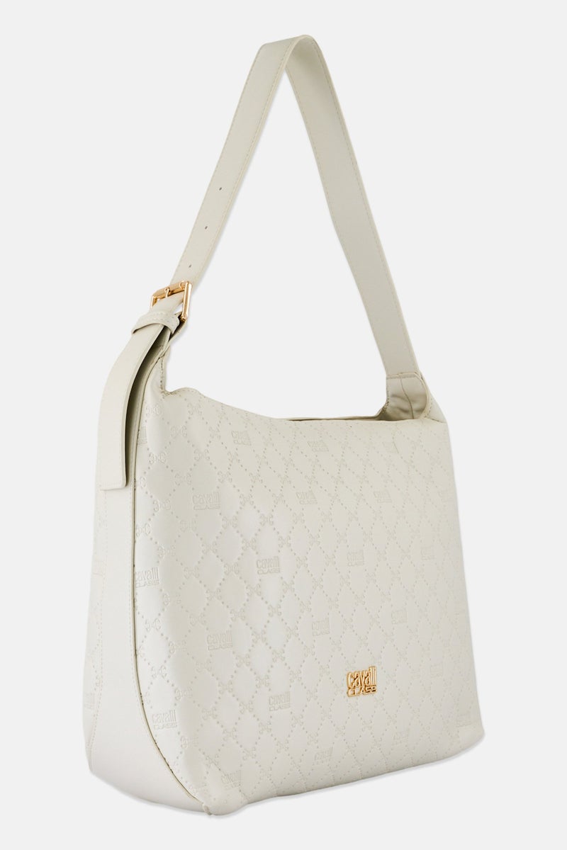 Cavalli Class Women Brand Logo Tote Bag, Cream - Image 3