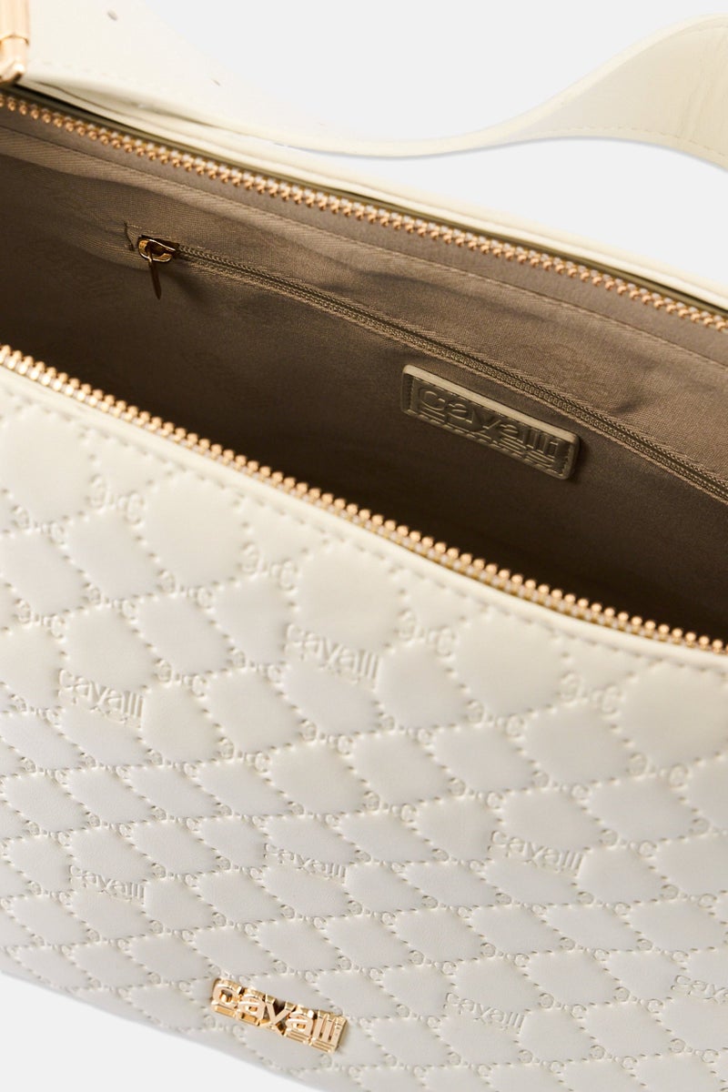 Cavalli Class Women Brand Logo Tote Bag, Cream - Image 4