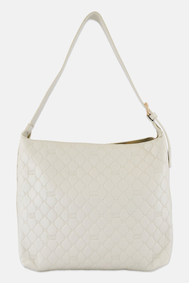 Cavalli Class Women Brand Logo Tote Bag, Cream - Image 5