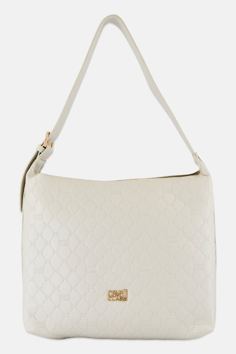 Cavalli Class Women Brand Logo Tote Bag, Cream - Image 1