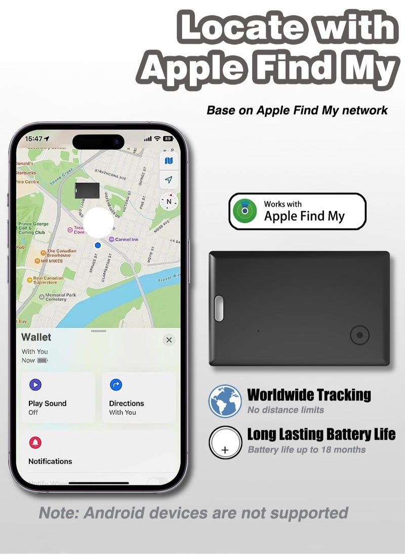 اكس كوبس بطاقة تعقب المحفظة، تعمل مع Apple Find My (iOS فقط)، أداة العثور على المفاتيح، تحديد موقع العناصر للحقائب والمحافظ وجوازات السفر والأمتعة (عبوة واحدة باللون الأسود)  - Image 2