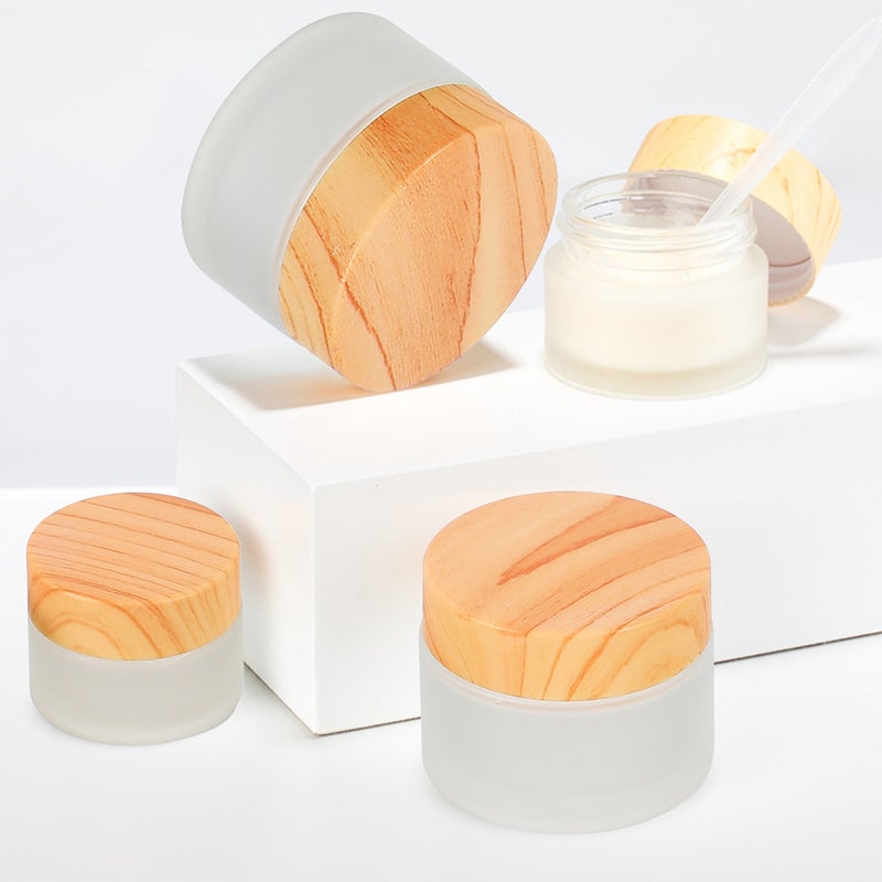 6Pcs Frosted Face Cream Glass Box Reusable Empty Box Cosmetic Sample Holder - Image 1