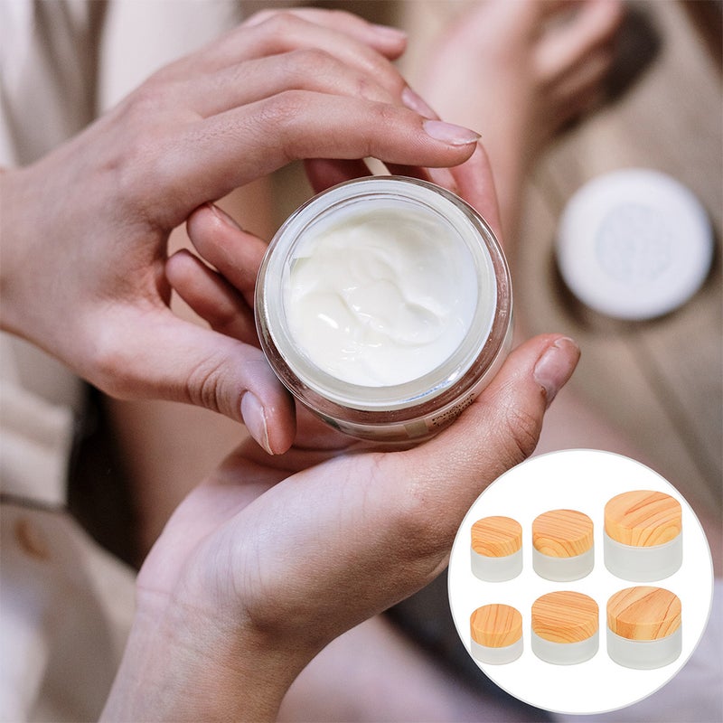 6Pcs Frosted Face Cream Glass Box Reusable Empty Box Cosmetic Sample Holder - Image 3