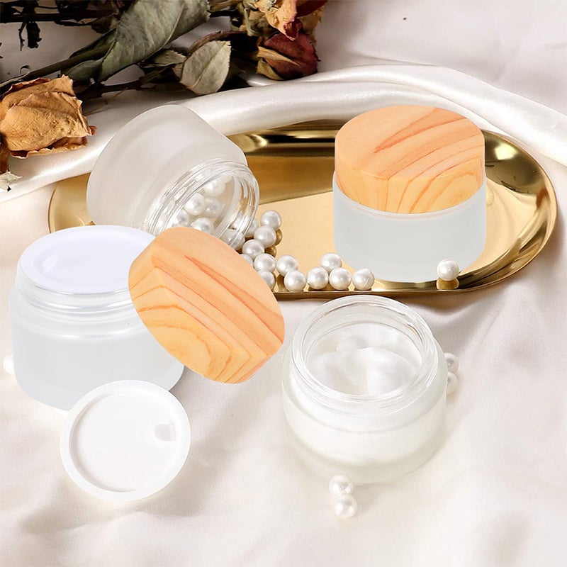 6Pcs Frosted Face Cream Glass Box Reusable Empty Box Cosmetic Sample Holder - Image 4