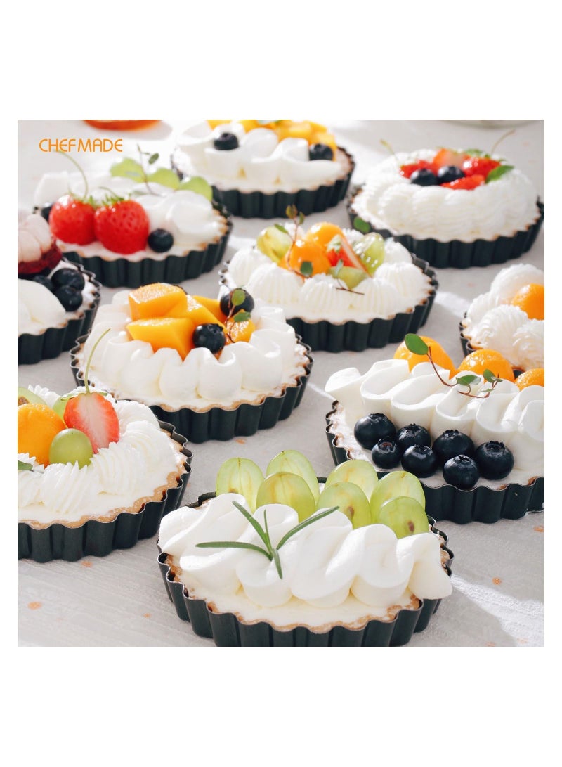chefmade Round Tart Pan Non-Stick 4 Inch 12Pcs with Removable Loose Bottom - Image 5