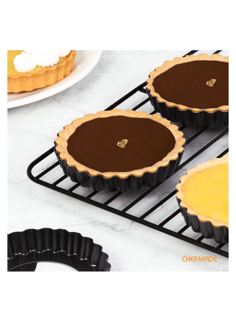 chefmade Round Tart Pan Non-Stick 4 Inch 12Pcs with Removable Loose Bottom - Image 4