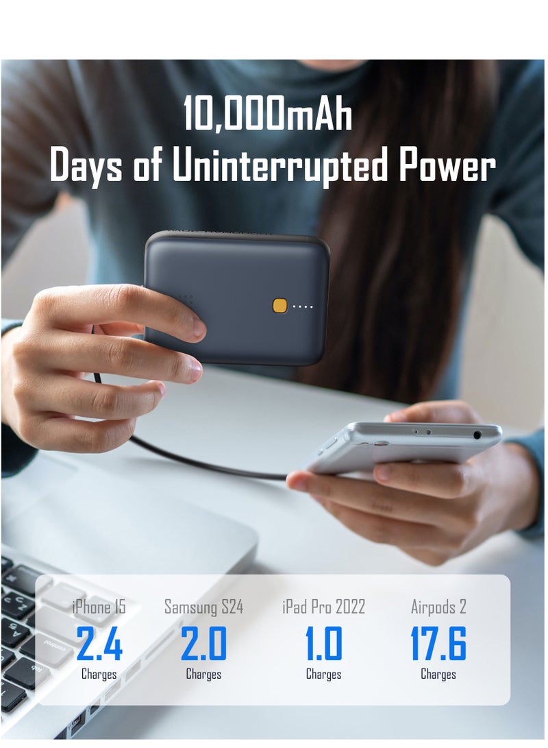 10000mAh Portable Power Bank with PD Fast Charging, Quick Charge USB-C Battery, Dual USB-C Ports, High-Capacity External Charger for iPhone 16/15, Samsung Galaxy S25/S24, Google Pixel 9/8, OnePlus 12/11, Xiaomi 14/13, iPad Pro, AirPods, MacBook Air M2, ASUS ZenBook, Dell XPS, Compact Travel Charger