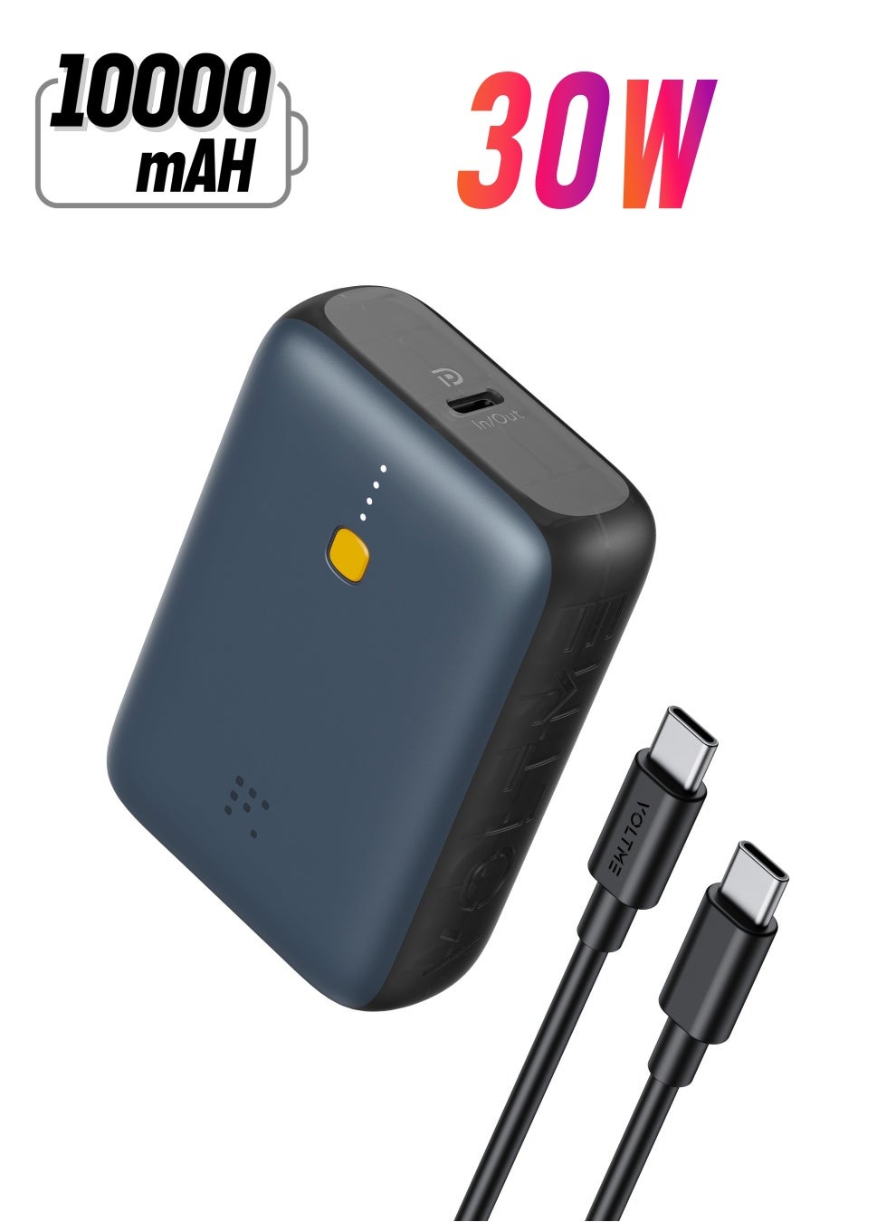 10,000 mAh High-Capacity PD Fast-Charging Power Bank – 30W USB-C Quick Charge Portable External Battery Pack with Dual Type-C Ports, Travel Charger Compatible with iPhone Air, iPhone 17/16/15 Series, Samsung Galaxy 25/24/23, Pixel 9/8, OnePlus, Xiaomi, iPad Pro, MacBook Air, AirPods – Compact and Durable Design