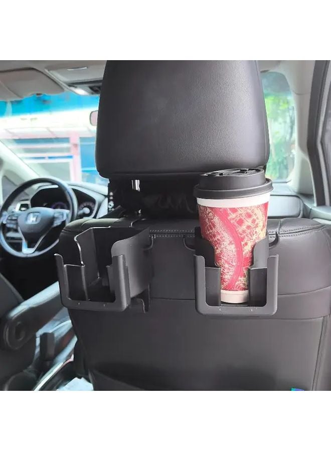 Black Car Seat Back Organizer with Cup Holder and Hooks Storage Rack for Most Cars SUVs Trucks - Image 1