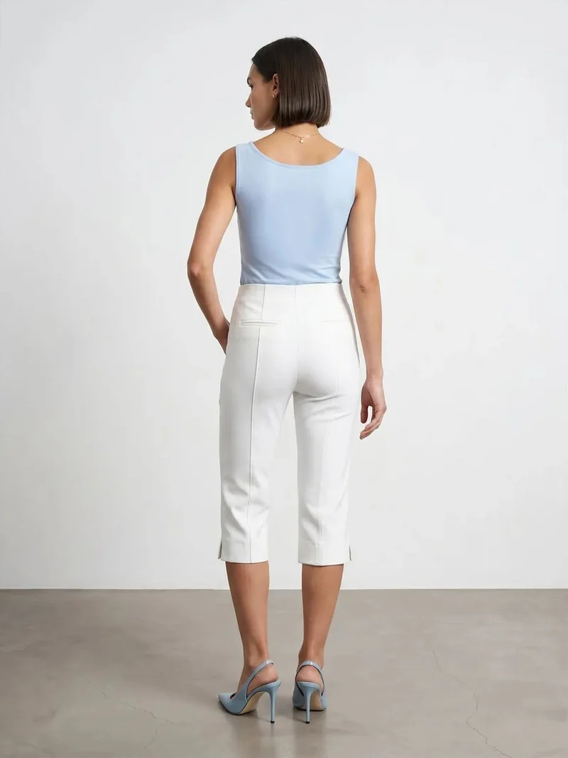 Dilvin Dilvin High-Waist Capri Cigarette Trousers
