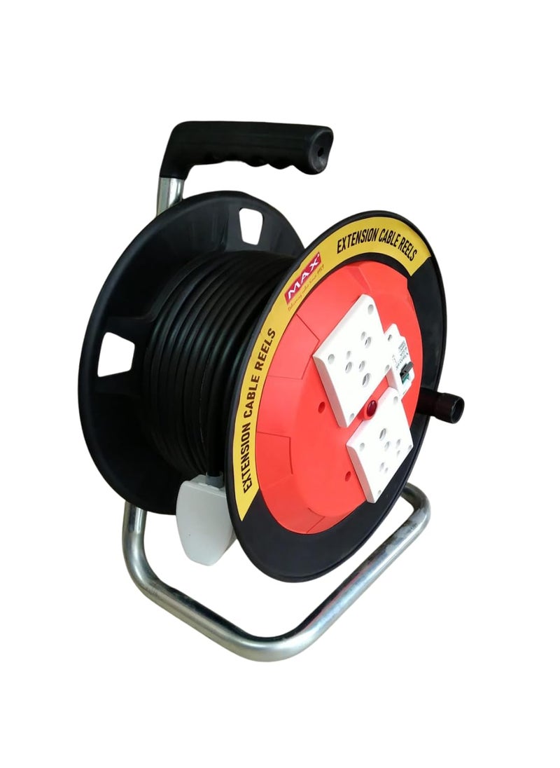 Max MAX Extension Drum 25 Meter Wire (1.5MM, 3 Core Cable)|with Two Universal ISI Marked 6/16 Amps sockets|32 Amp MCB Switch and with Indicator|Cable Reel|Heavy Duty|Extension Cord Reel|  - Image 3