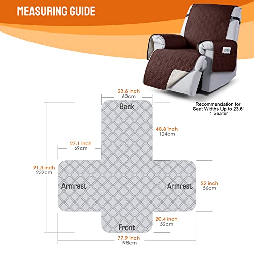 VANSOFY 100 Waterproof Recliner Chair Covers Recliner Cover NonSlip Dog Chair Cover Furniture Protector Washable Slipcover with Pocket Elastic Straps for Pets DogsCoffee 236 - Image 3