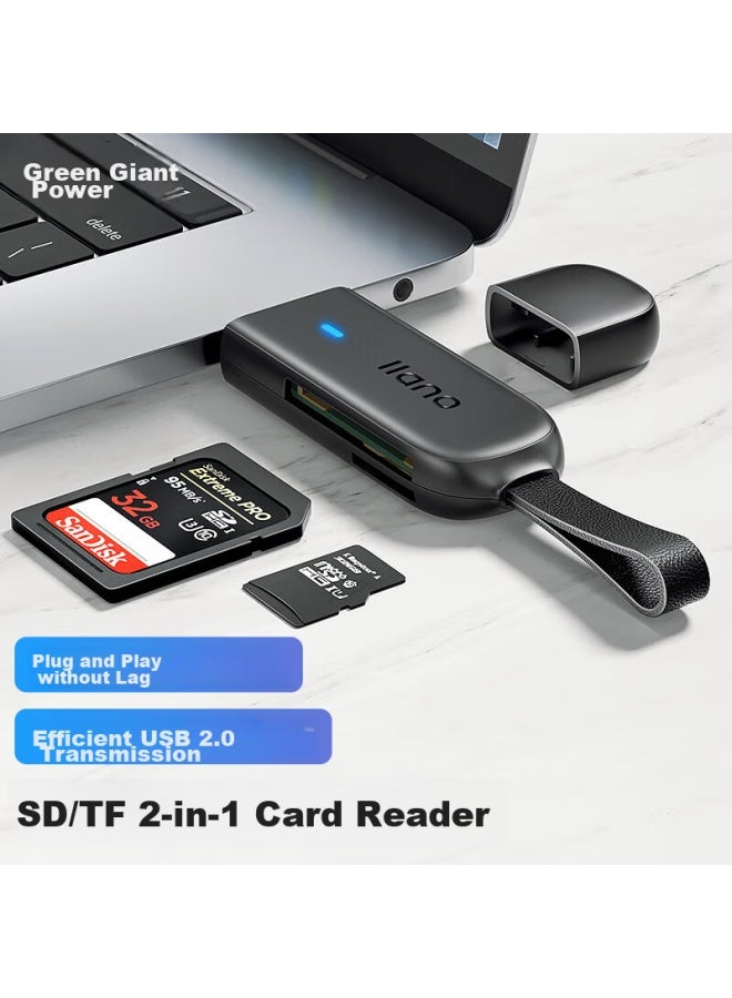 llano Usb 2.0 High-speed Card Reader, Multifunctional Sd/tf Card Reader All-in, Supports Smartphones, Dslr Cameras, Dash Cams, Surveillance Storage Memory Cards - Image 1