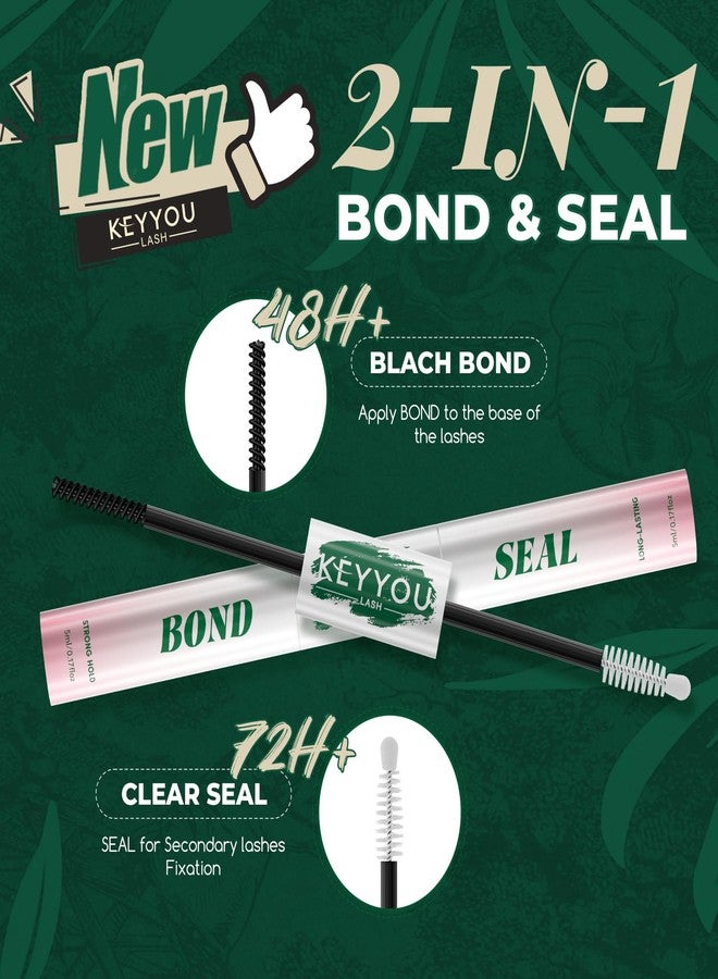 KEYYOU LASH Lash Bond and Seal with Remover, Black Lash Glue Waterproof for Lash Clusters, Long-Lasting Strong Hold DIY Eyelash Glue, Vegan Non-Irritating with Gentle Oil-Based Lash Remover - Image 2