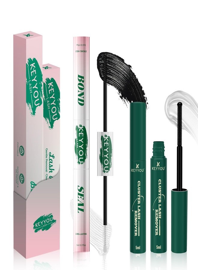 KEYYOU LASH Lash Bond and Seal with Remover, Black Lash Glue Waterproof for Lash Clusters, Long-Lasting Strong Hold DIY Eyelash Glue, Vegan Non-Irritating with Gentle Oil-Based Lash Remover - Image 1