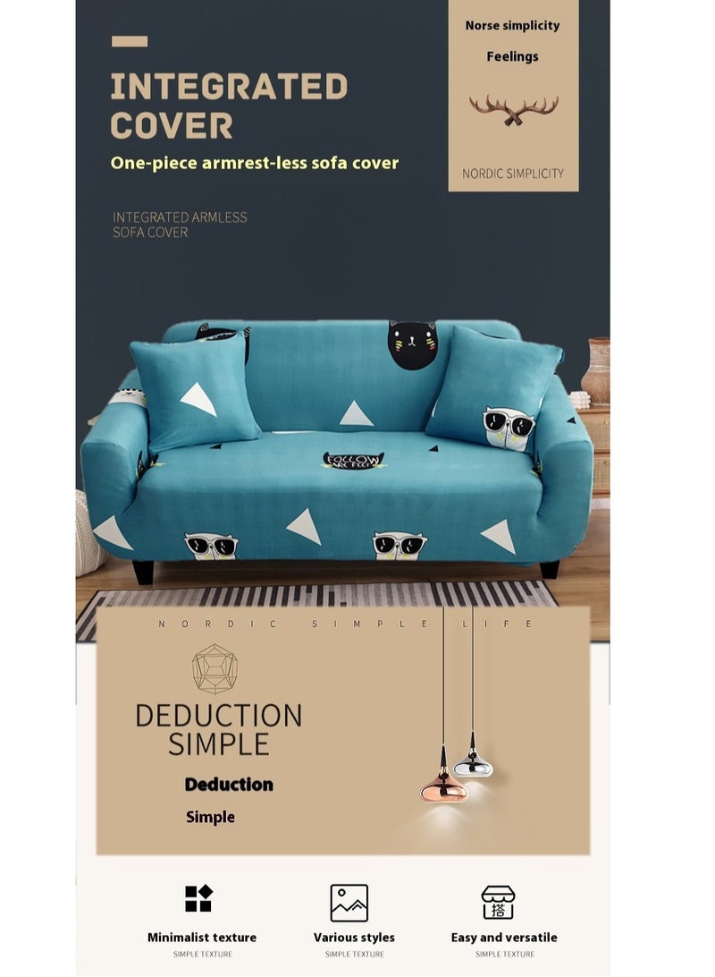 Bluejw 3-Seater Sofa Cover,Stretchable Couch Slipcover,Arm Chair Cover,Furniture Protector From Pets,Dogs,Cats,Kids MessWashable Couch Elastic Bottom Pattern For Living Room,Bedroom,Cartoon Pattern Design - Image 4