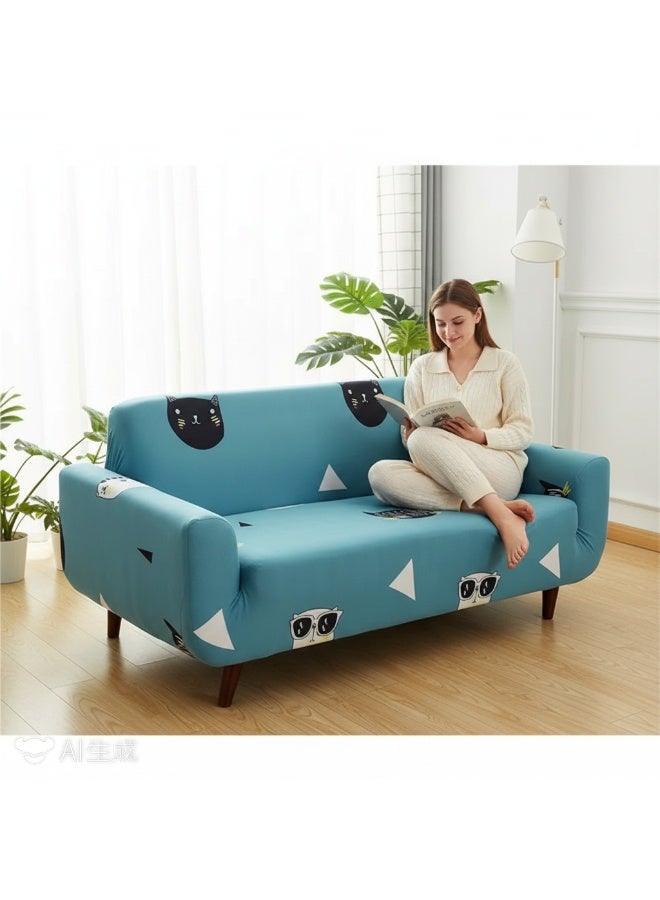 Bluejw 3-Seater Sofa Cover,Stretchable Couch Slipcover,Arm Chair Cover,Furniture Protector From Pets,Dogs,Cats,Kids MessWashable Couch Elastic Bottom Pattern For Living Room,Bedroom,Cartoon Pattern Design - Image 2
