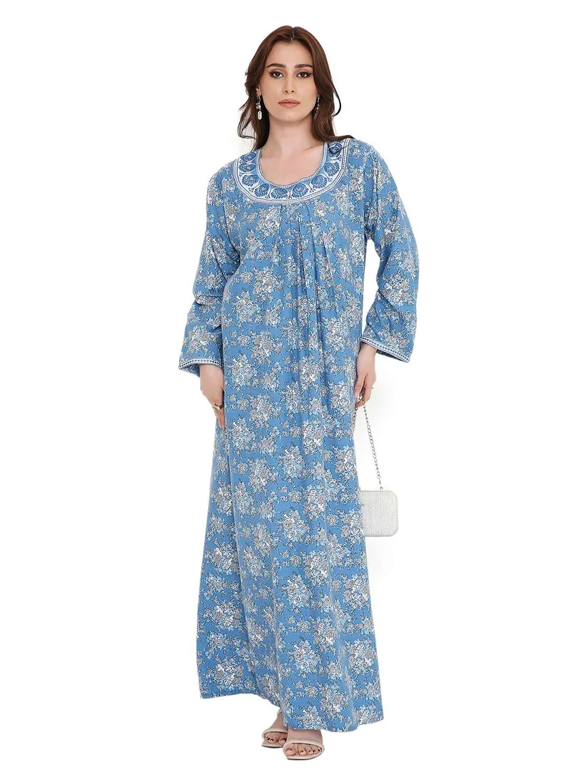 HANA & SARA unique printed long sleeves arabic kaftan farasha jalabiya dresses