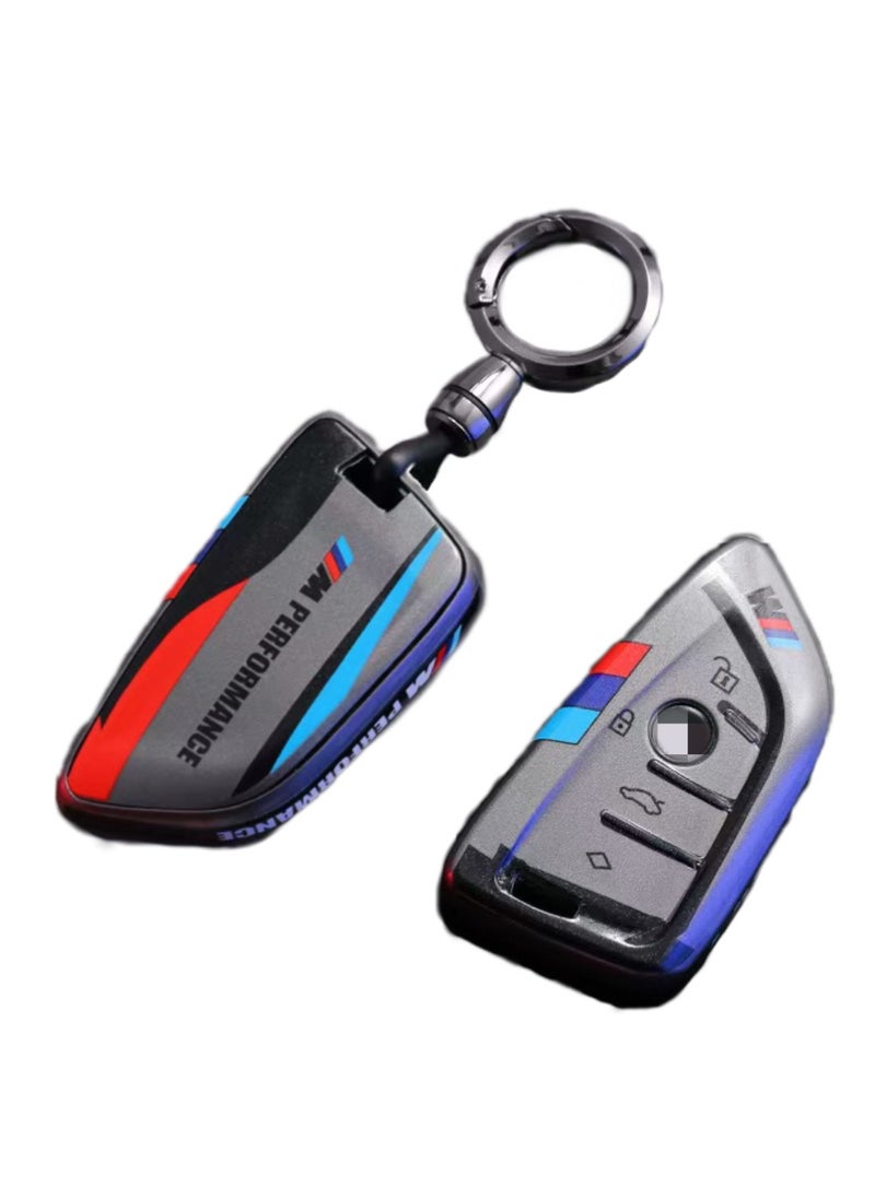 OUYoo - OUYoo Key Fob Cover Case, Keychain, Metal Shell Cover Compatible for BMW 2 5 6 7 X1 X2 X3 X5 X6 Series Premium TPU all-inclusive key case with key chain. - Image 1