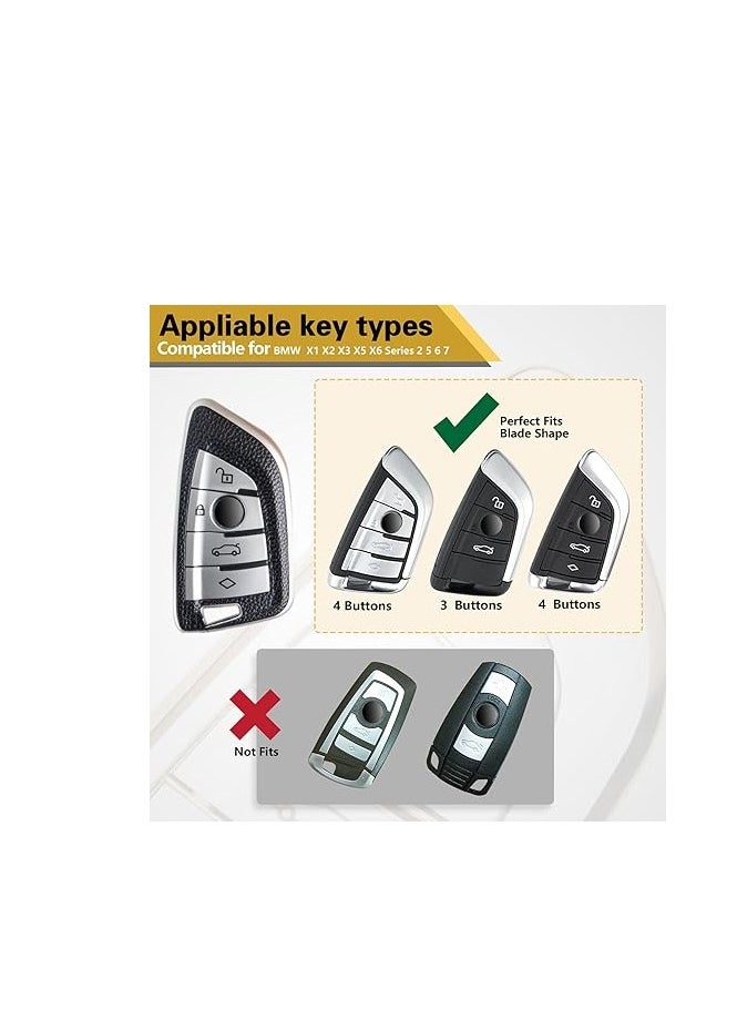 OUYoo - OUYoo Key Fob Cover Case, Keychain, Metal Shell Cover Compatible for BMW 2 5 6 7 X1 X2 X3 X5 X6 Series Premium TPU all-inclusive key case with key chain. - Image 1
