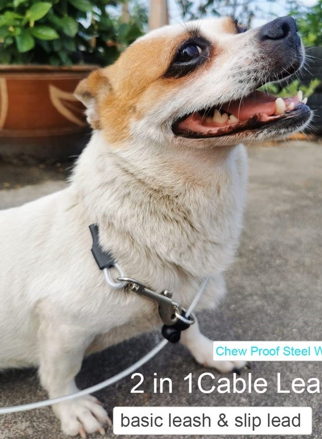 Mycicy 4 Feet Cable Slip Lead Dog Leash, Chew Proof Steel Wire Dog Leash with Reflective Soft Nylon Handle for Teething Puppies Small Medium Dogs Training Cord Leads - Image 5