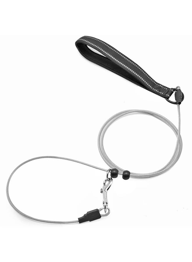 Mycicy 4 Feet Cable Slip Lead Dog Leash, Chew Proof Steel Wire Dog Leash with Reflective Soft Nylon Handle for Teething Puppies Small Medium Dogs Training Cord Leads - Image 1