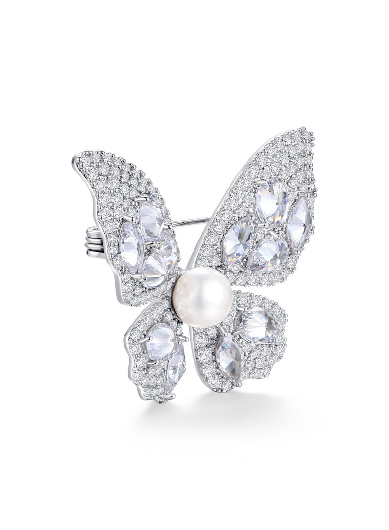 غَيْرُ مَألُوف دبوس فراشة من لؤلؤ الماء العذب الطبيعي - Image 2