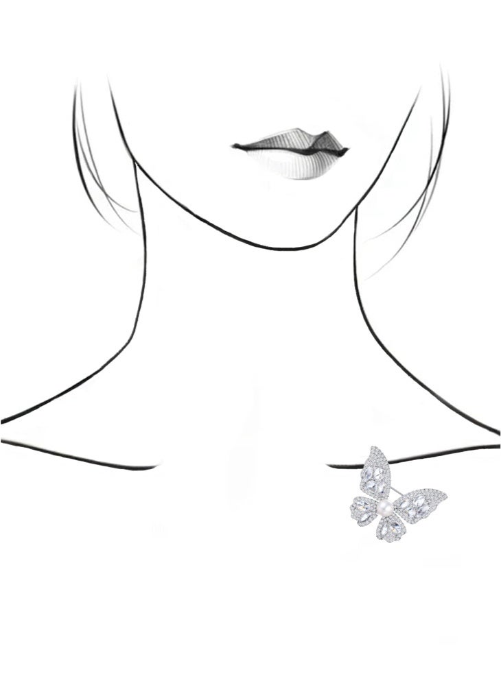 غَيْرُ مَألُوف دبوس فراشة من لؤلؤ الماء العذب الطبيعي - Image 3