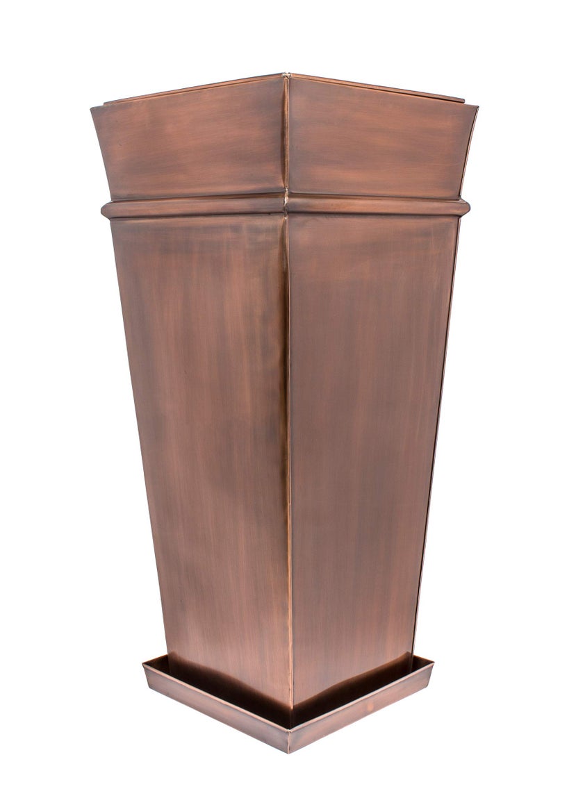 H Potter H Potter Tall Planter Indoor Outdoor Flower Container Antique Copper with Drip Tray 