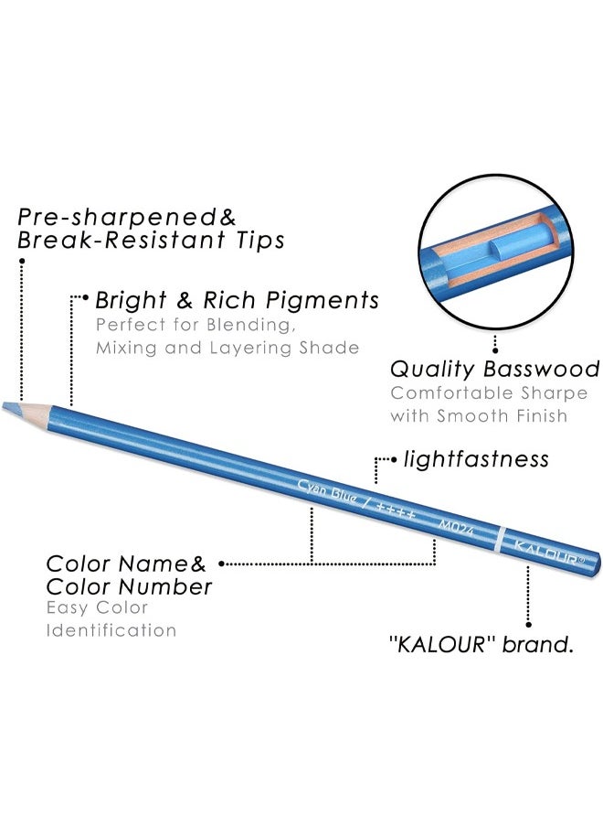 KALOUR 50 Piece Metallic Colored Pencils, Soft Core with Vibrant Color,Ideal for Drawing, Blending, Sketching, Shading, Coloring for Adults Kids Beginners