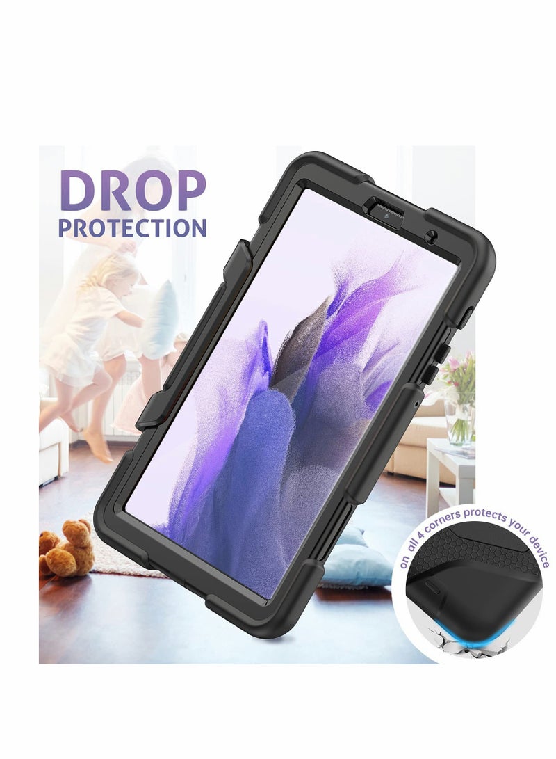 Excefore Phone Case for Galaxy Tab A7 Lite 8.7,Rugged Full Body Hybrid Drop Protection Cover with Stand Built-in Screen Protector for 2021 Model SM-T220T225 (1-Black), 8.7" - Image 5