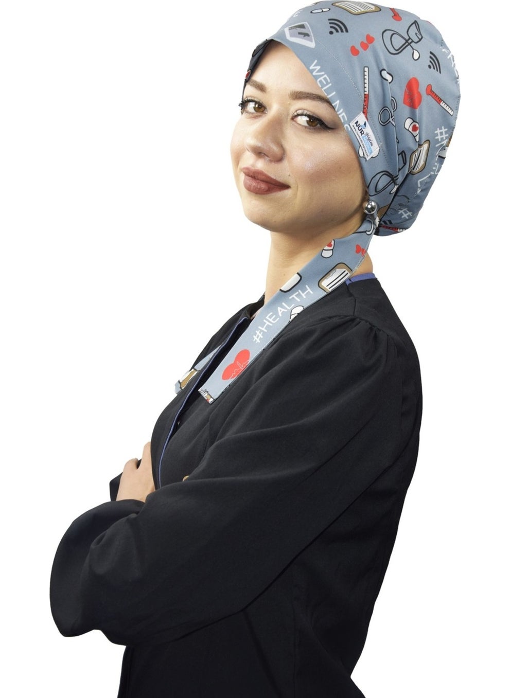 Nur Medikal Giyim Nur Medical Clothing Hijab Gray Nurse Life Doctor Nurse Hospital Hijab Surgical Cap  - Image 3