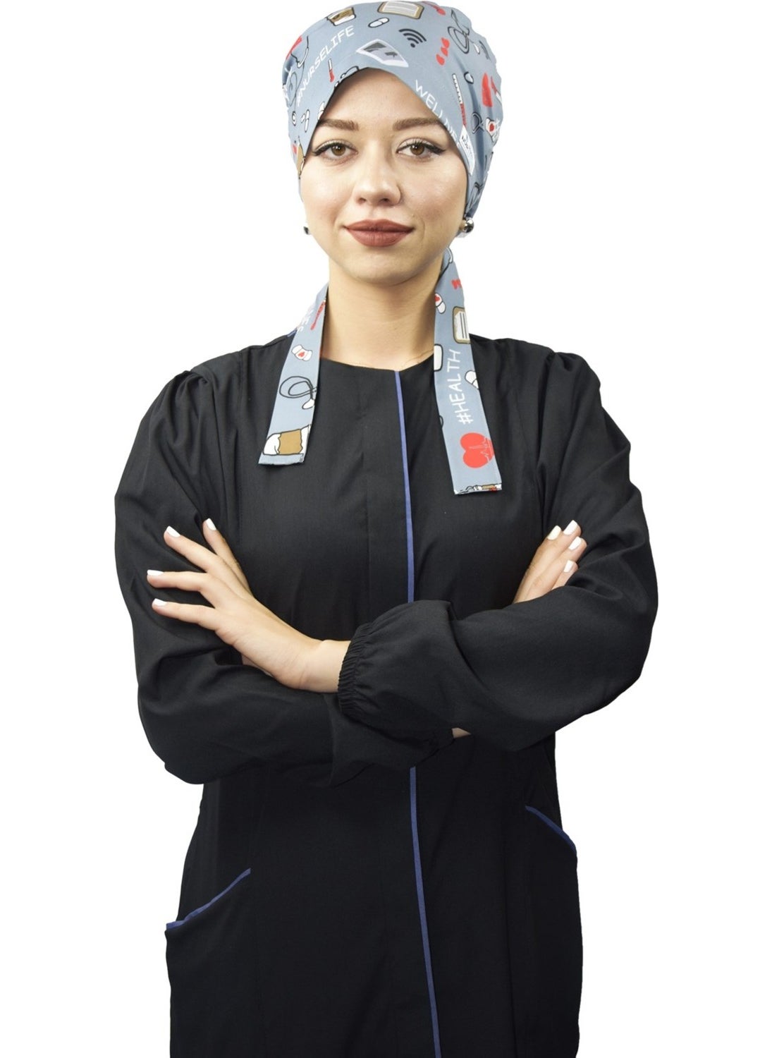 Nur Medikal Giyim Nur Medical Clothing Hijab Gray Nurse Life Doctor Nurse Hospital Hijab Surgical Cap  - Image 1