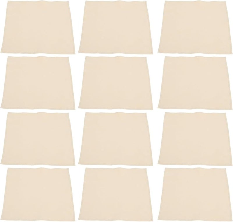 Beaupretty 12 Pack Soft Washable Cotton Dinner Napkins Beige For Wedding Party Home - Image 1