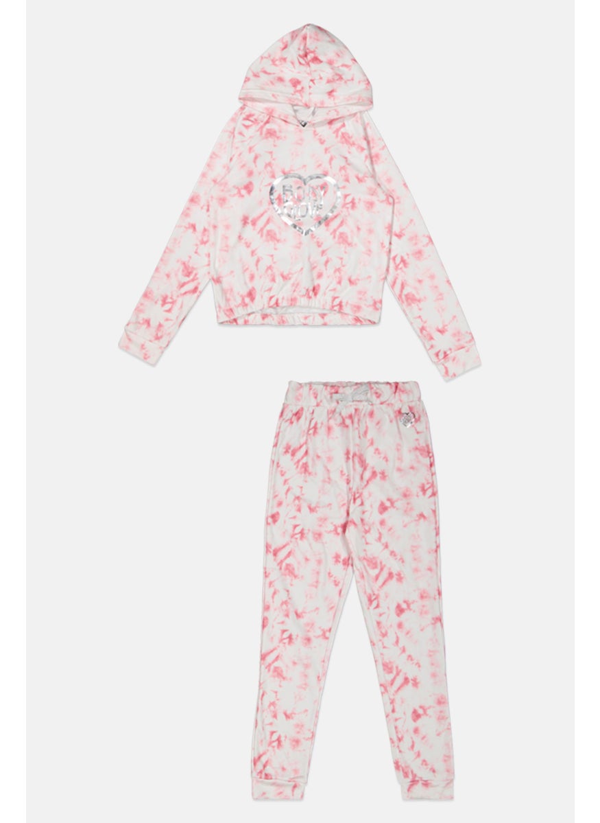 Body Glove Kids Girl 2 Pieces Tie Dye Hoodie And Sweatpants Set, Multicolor  - Image 1